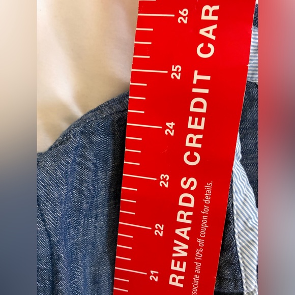 Tommy Hilfiger denim pinstripe Polo Collar Button Down Shirt roll tan detail L - Picture 5 of 6